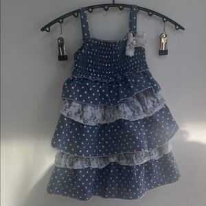 Little Lass Blue Textured Dress 3T